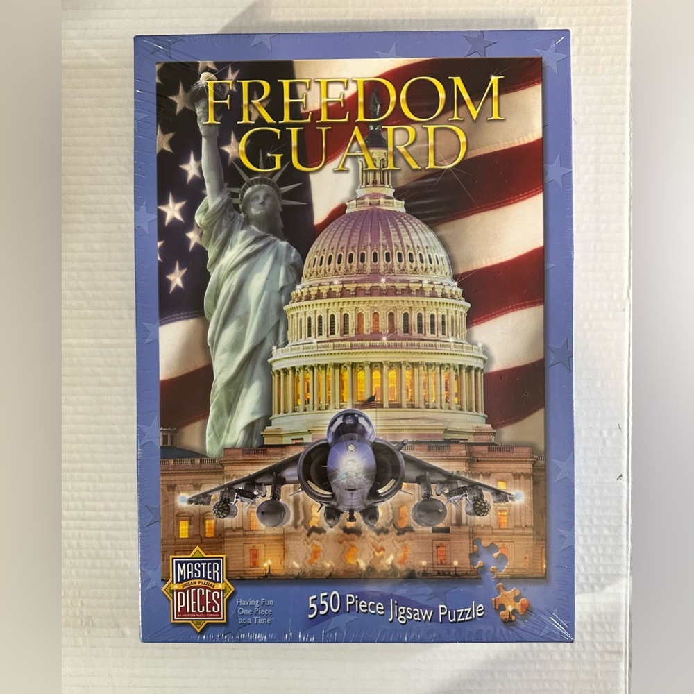 Master Pieces 550 Pc. Jigsaw Puzzle‎ Flag Liberty Jet Freedom Guard New In Box